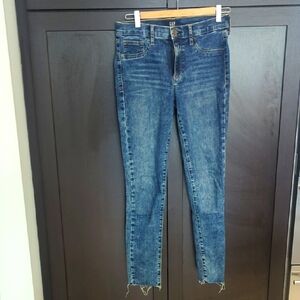 GAP Blue Skinny Jeans Mid-Rise Tapered Super Stretch - Size 27 Great Condition